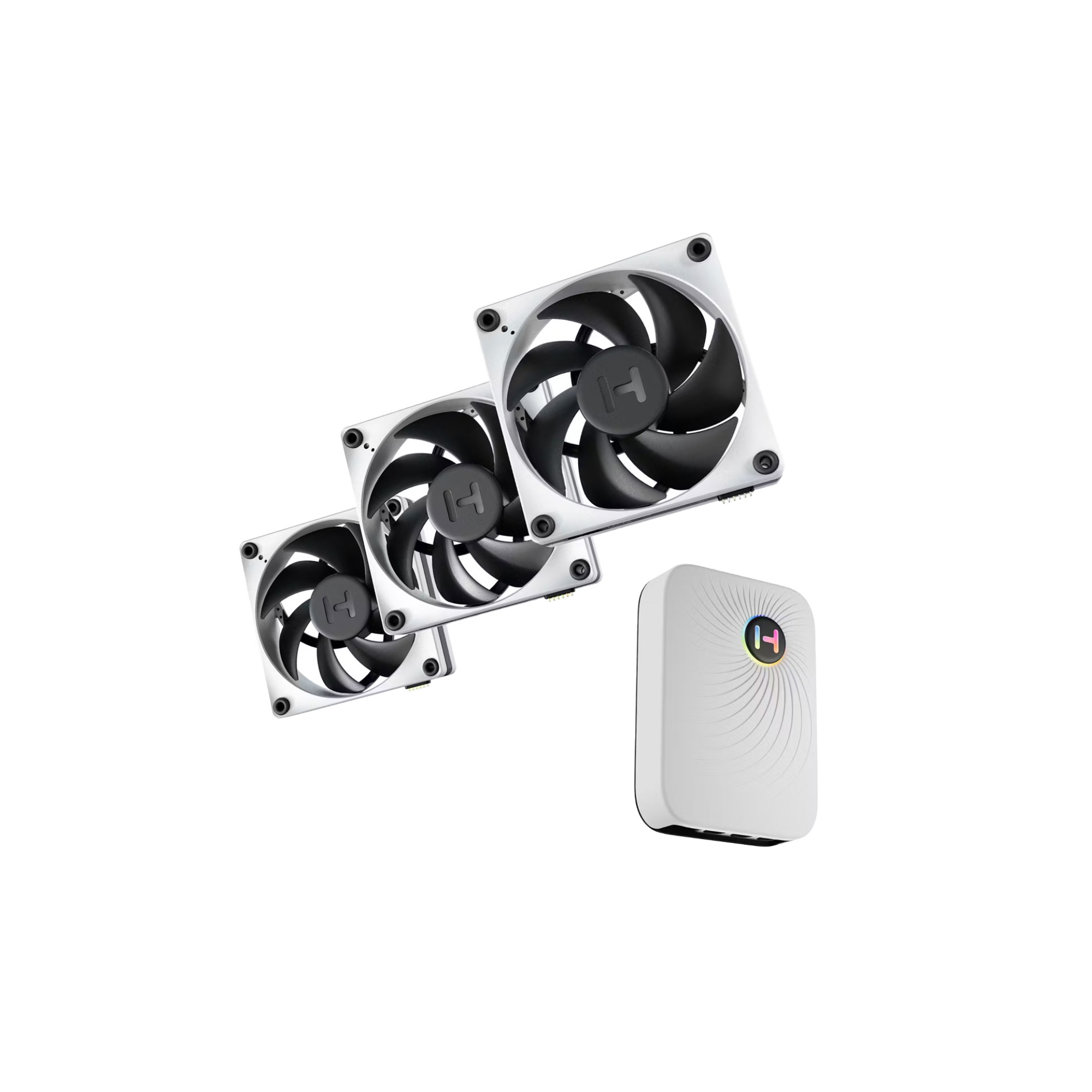 HYTE THICC FP12 120mm PWM Fan White/Black Triple Pack with Nexus Portal NP50