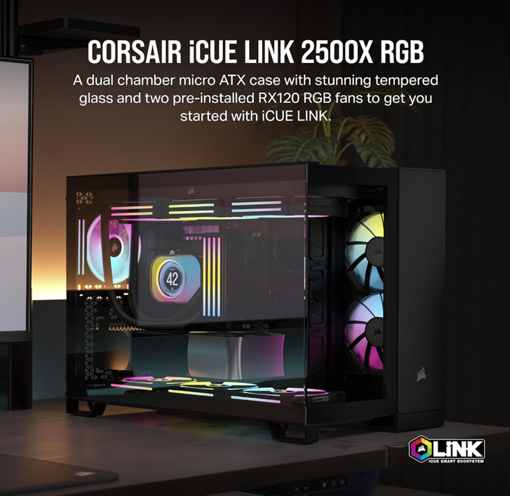 Corsair iCUE LINK 2500X RGB Mid Tower Case - Black