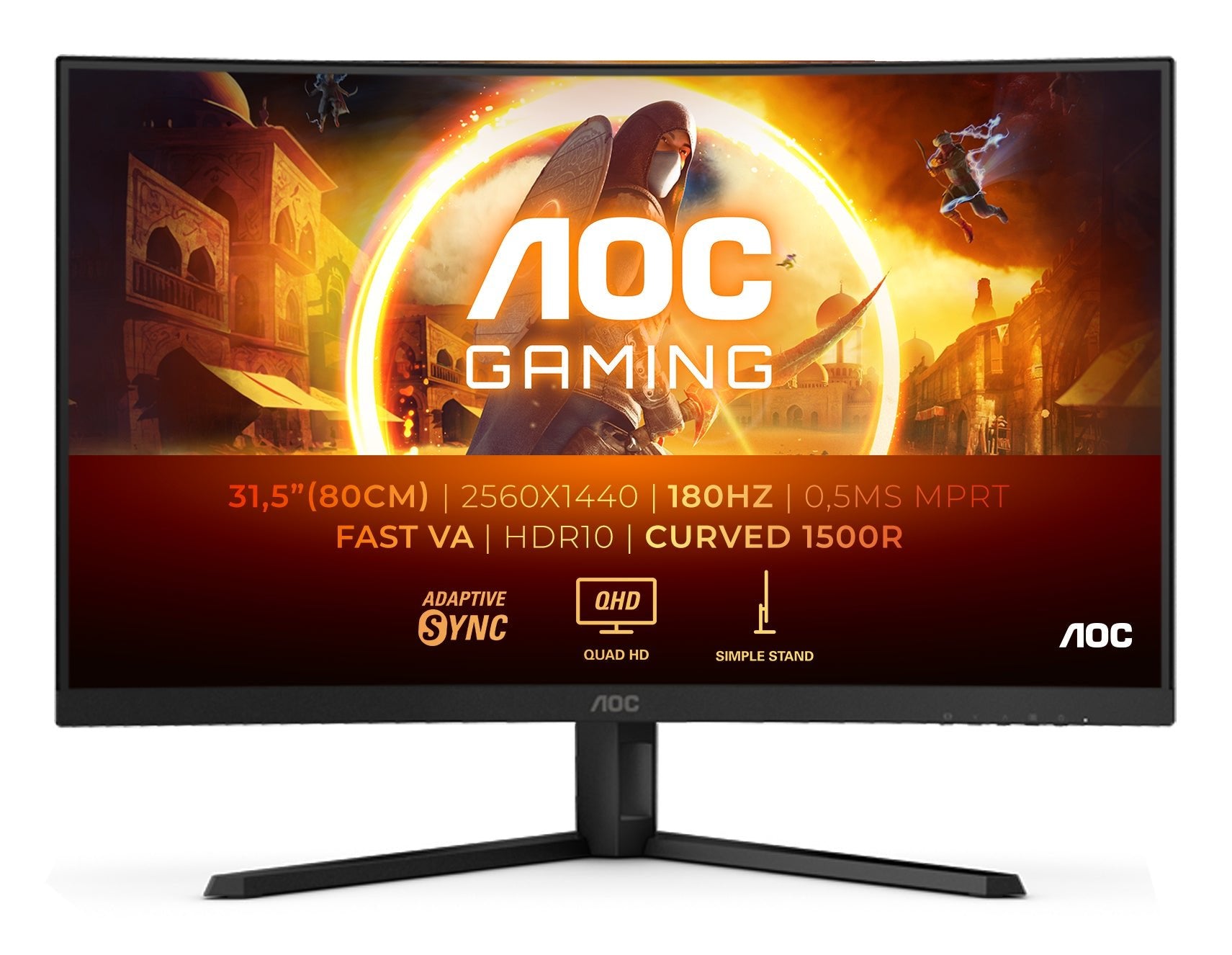AOC CQ32G4VE 31.5" QHD 180Hz Curved Fast VA Gaming Monitor - AOC | TechFinder UK
