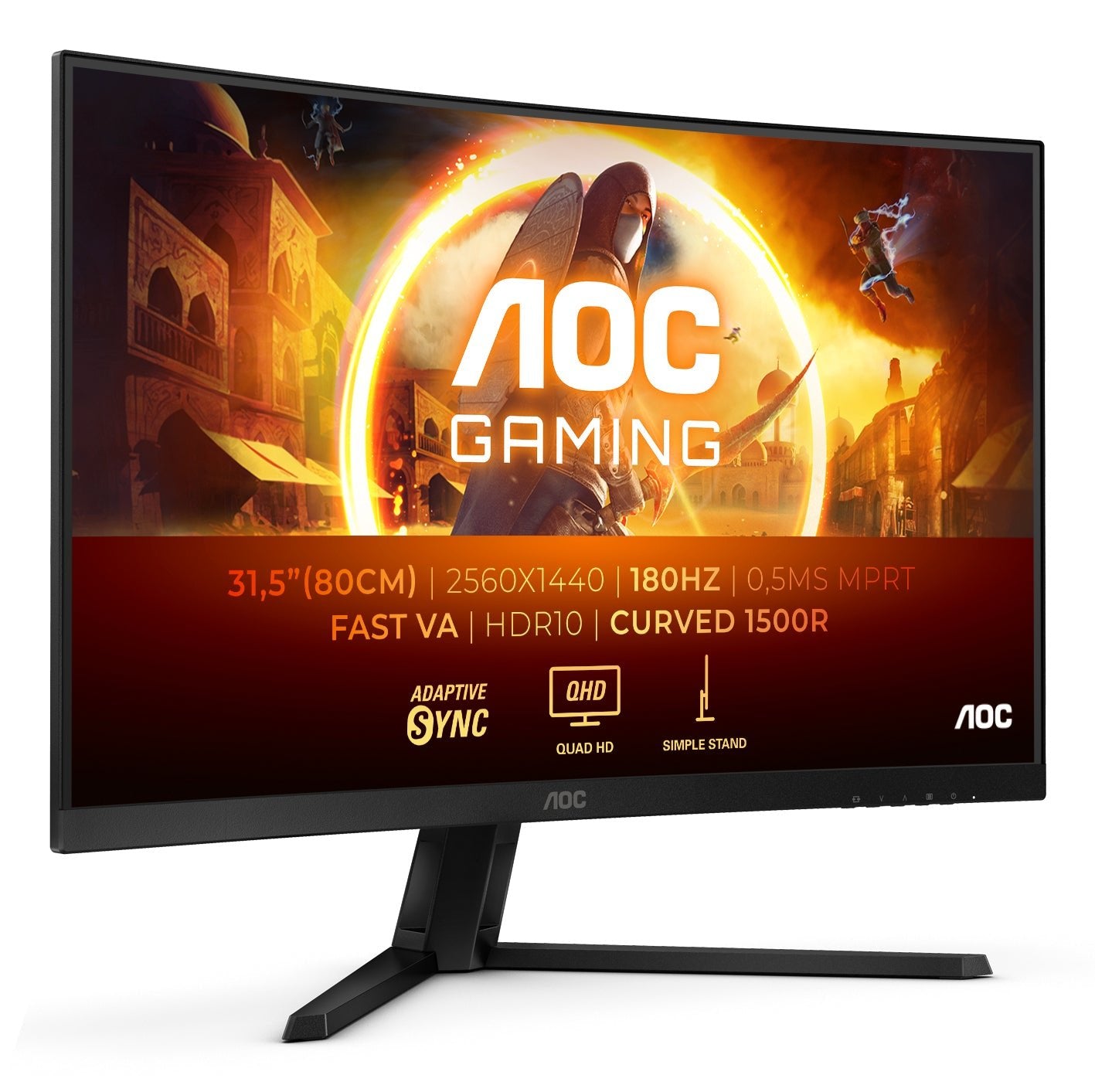 AOC CQ32G4VE 31.5" QHD 180Hz Curved Fast VA Gaming Monitor - AOC | TechFinder UK