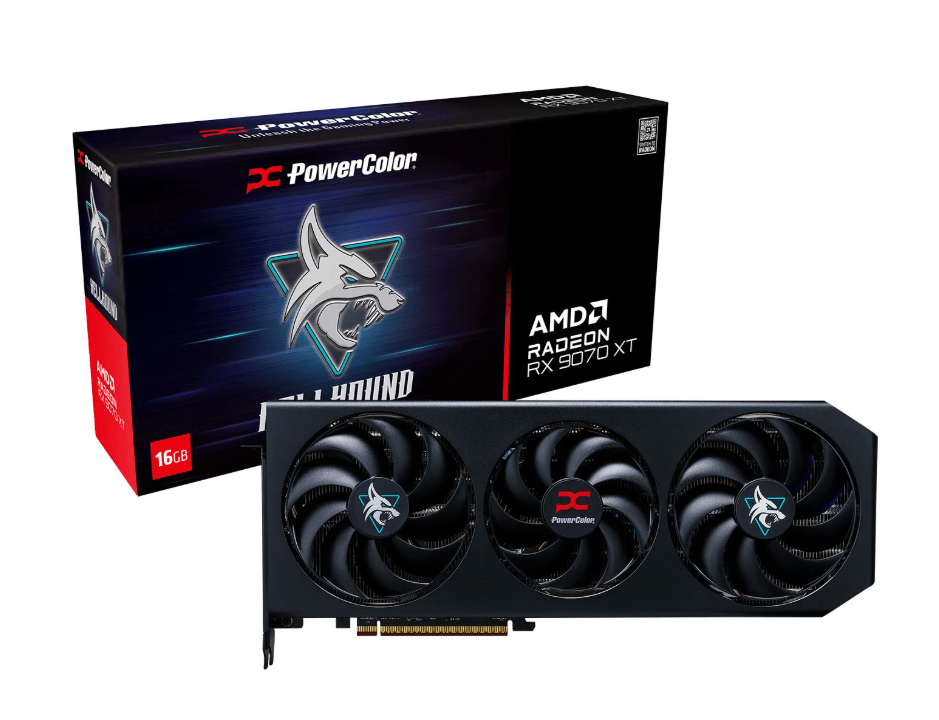 PowerColor Radeon RX 9070 XT Hellhound OC 16GB GDDR6 Graphics Card - PowerColor | TechFinder UK