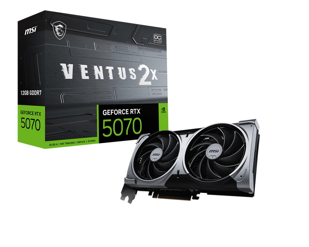 MSI GeForce RTX 5070 Ventus 2X OC 12GB GDDR7 Graphics Card - MSI | TechFinder UK