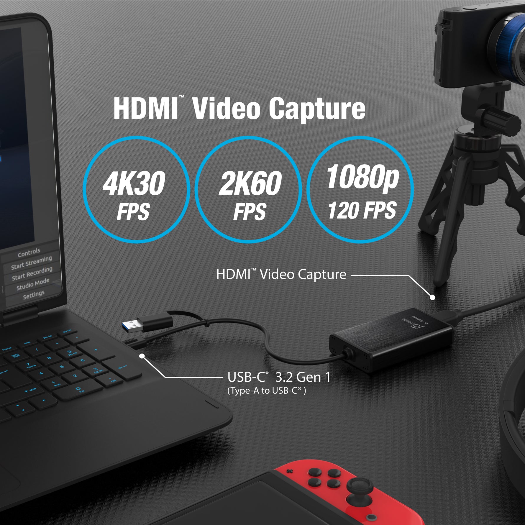 j5create JVA11 4K HDMI Capture Adapter Black