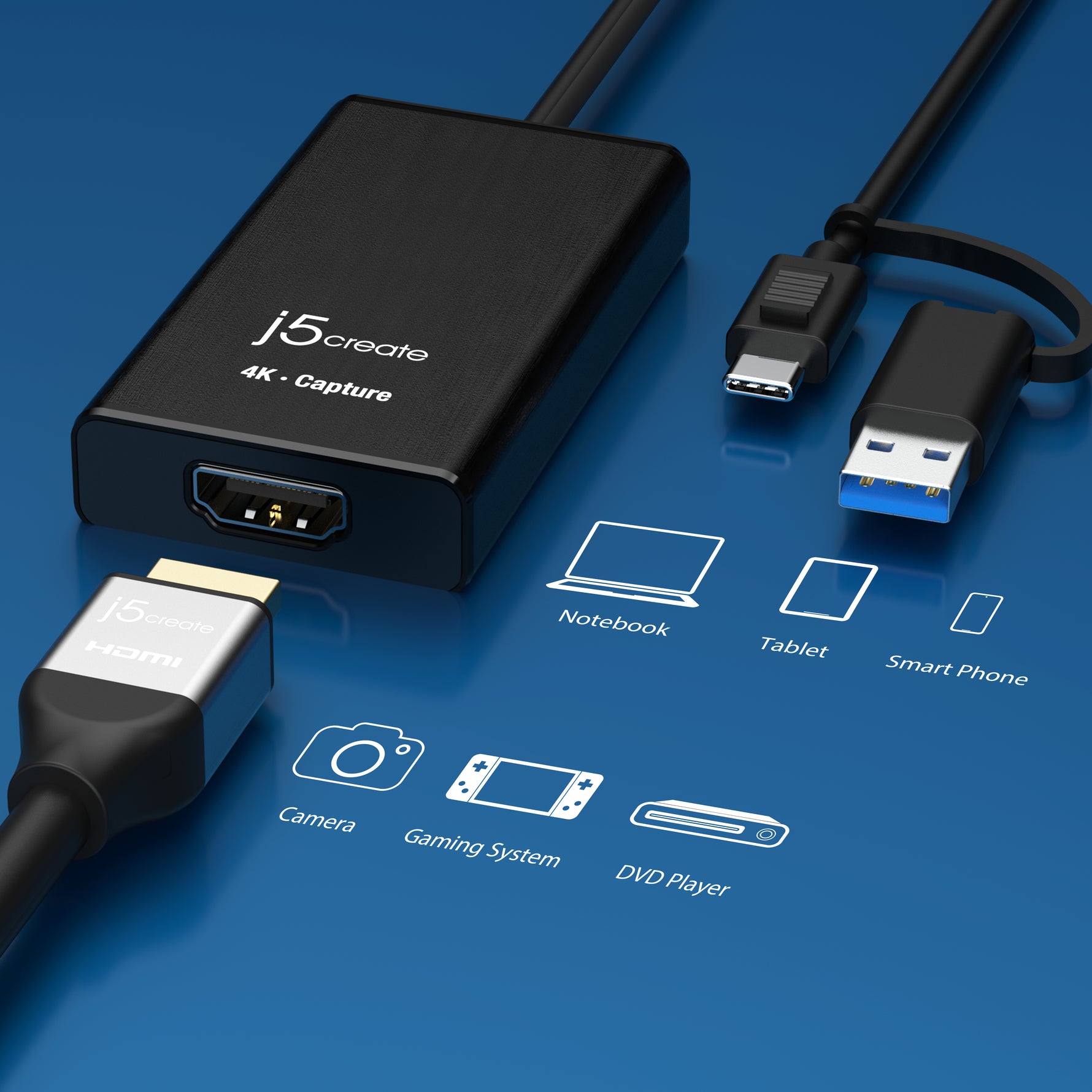 j5create JVA11 4K HDMI Capture Adapter Black