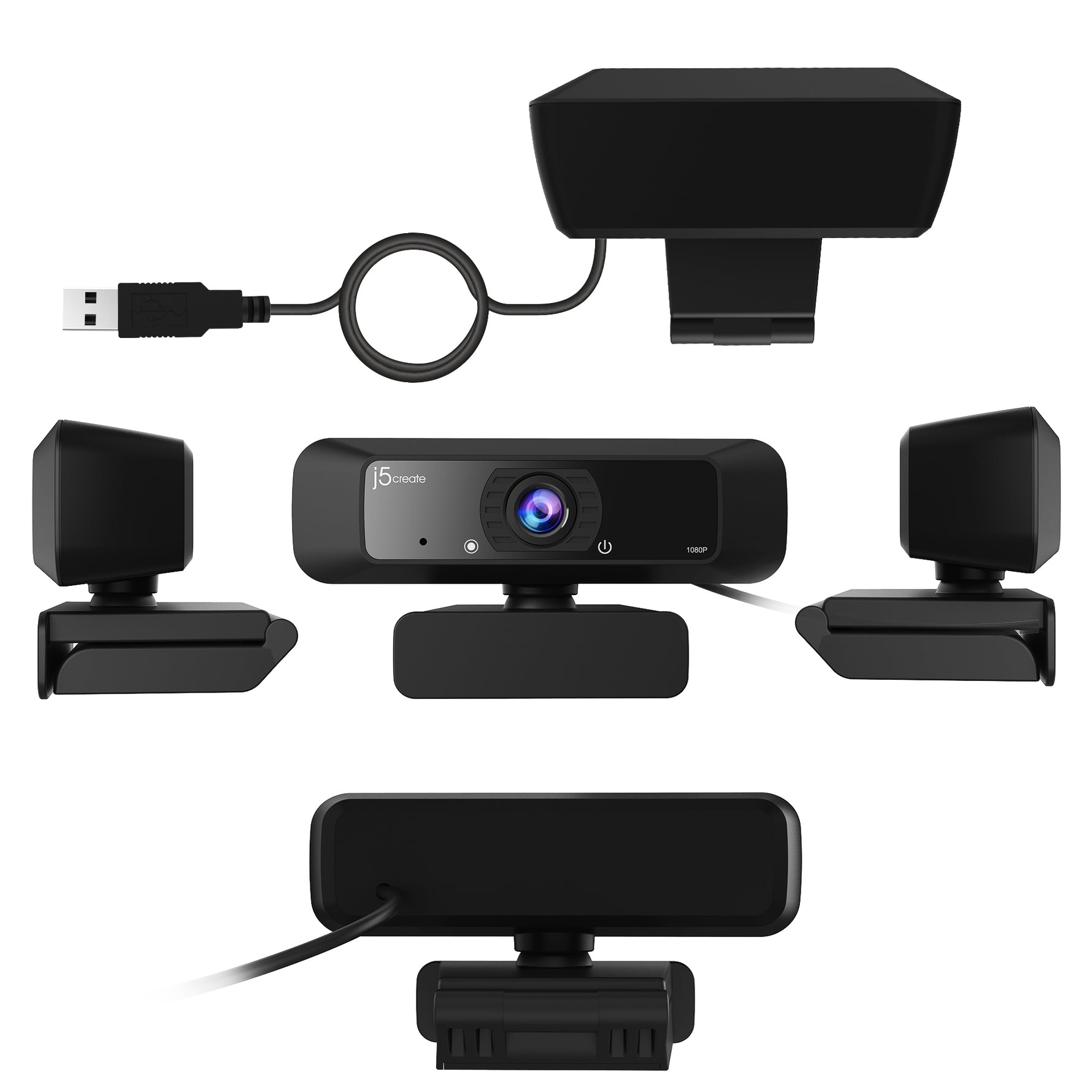 j5create JVCU100-N 1080p HD Webcam with 360° Rotation Black