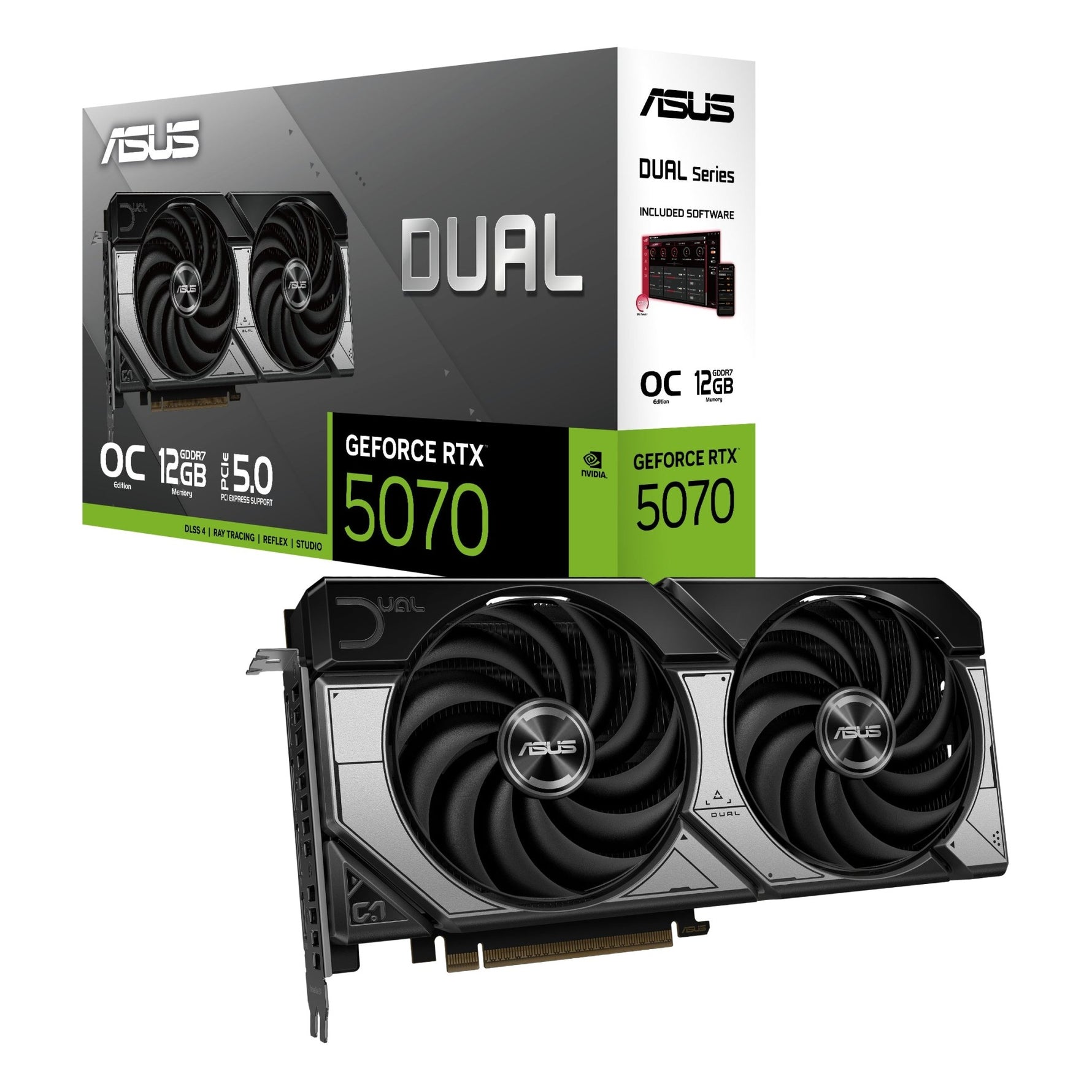 ASUS GeForce RTX 5070 Dual OC 12GB GDDR7 Graphics Card - ASUS | TechFinder UK
