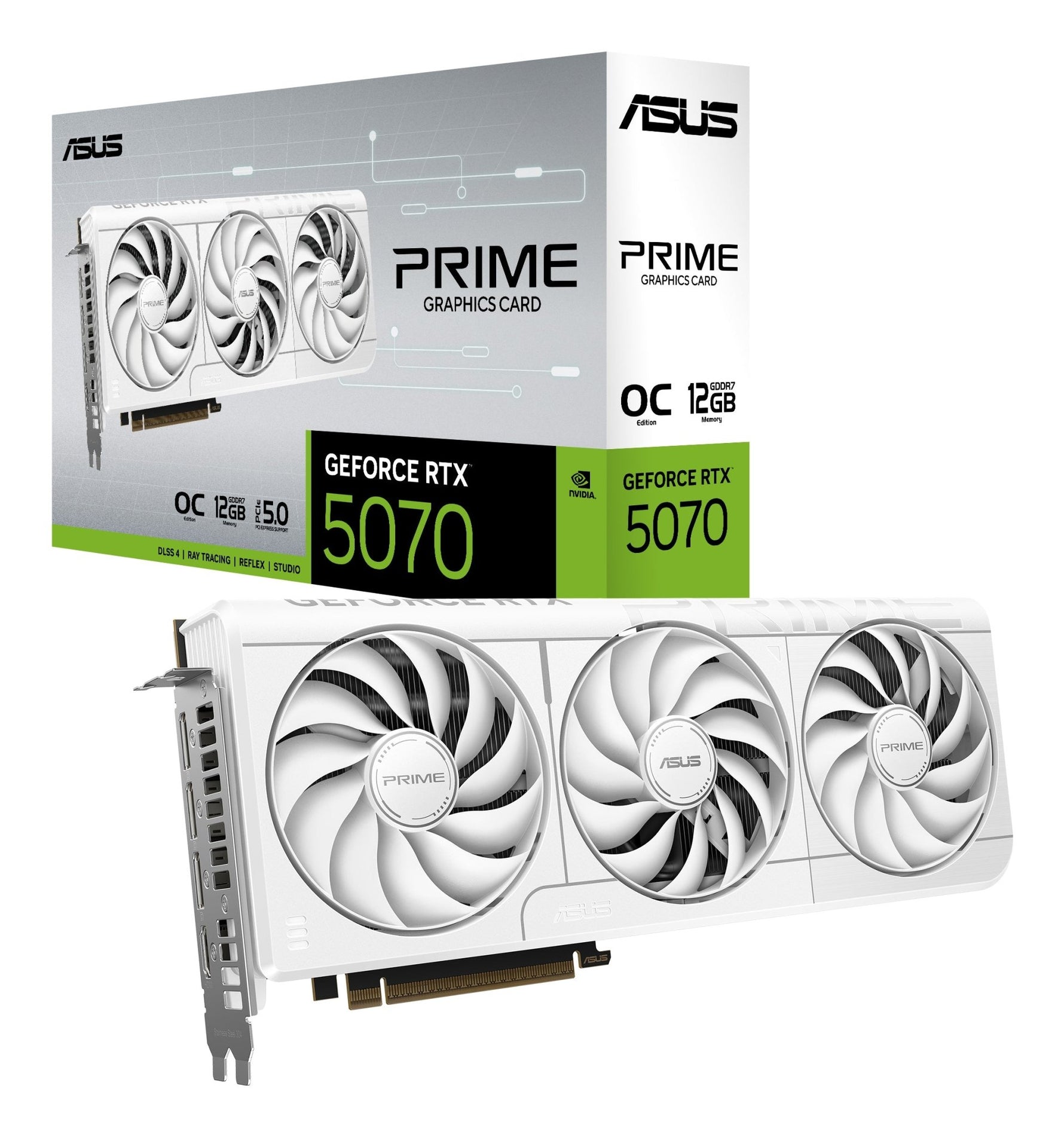 ASUS GeForce RTX 5070 Prime White OC 12GB GDDR7 Graphics Card - ASUS | TechFinder UK