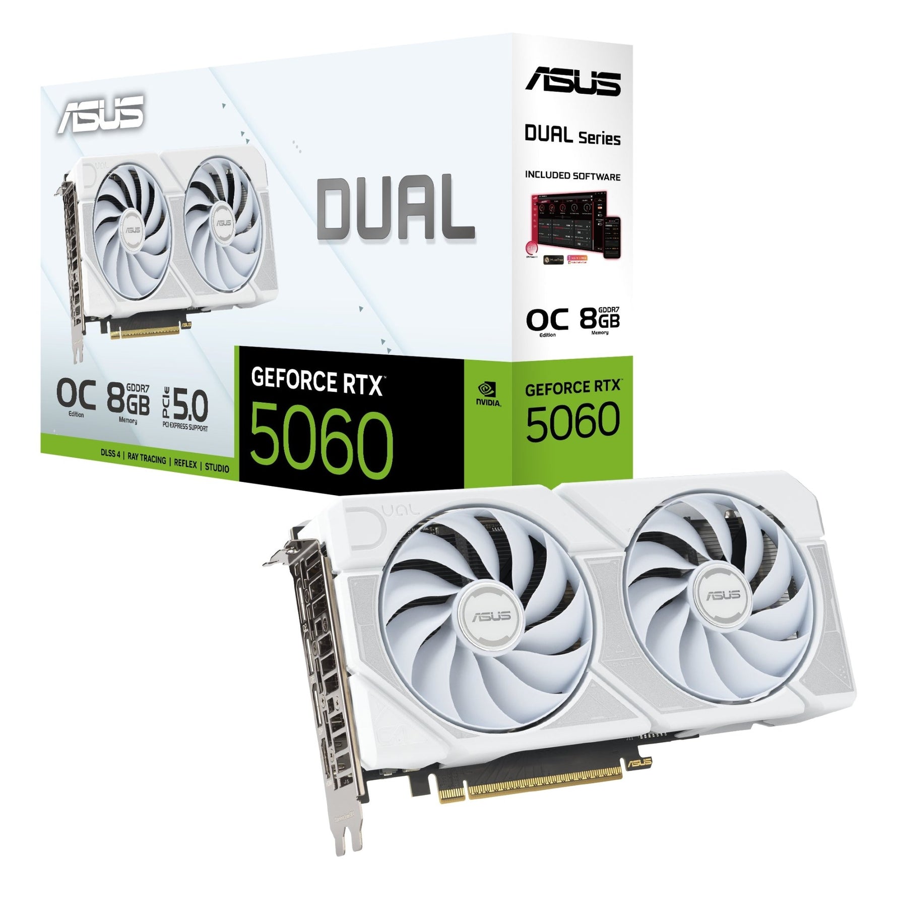 ASUS GeForce RTX 5060 Dual OC White 8GB GDDR7 Graphics Card - ASUS | TechFinder UK