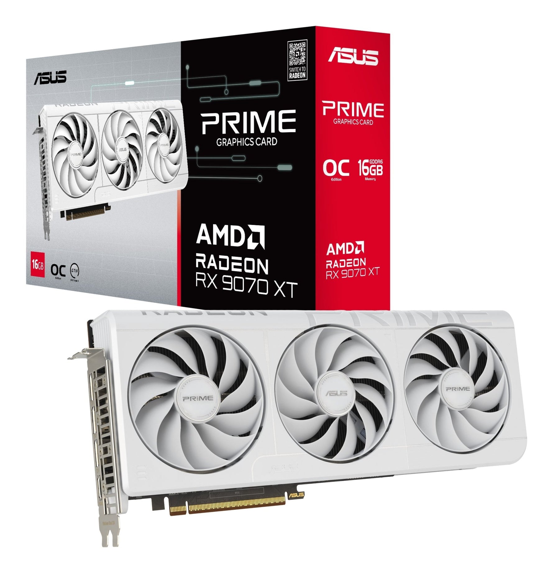 ASUS Radeon RX 9070 XT Prime OC White 16GB GDDR6 Graphics Card - ASUS | TechFinder UK