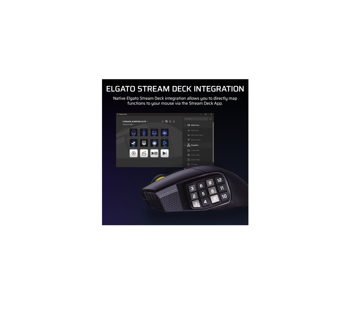 Corsair Scimitar Elite SE Wireless MMO Gaming Mouse Gun Metal