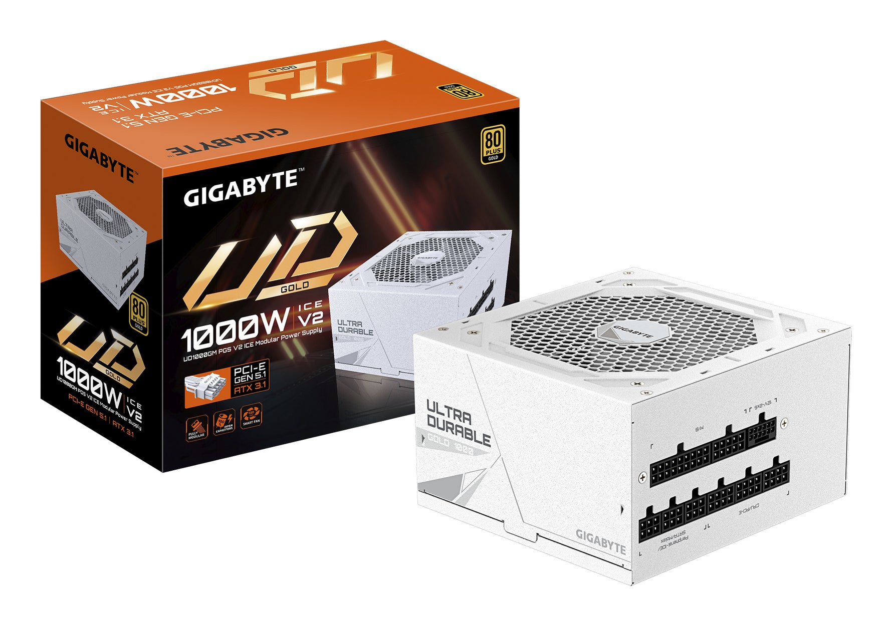 Gigabyte UD1000GM PG5 ICE 1000W ATX 3.1 Fully Modular Power Supply White