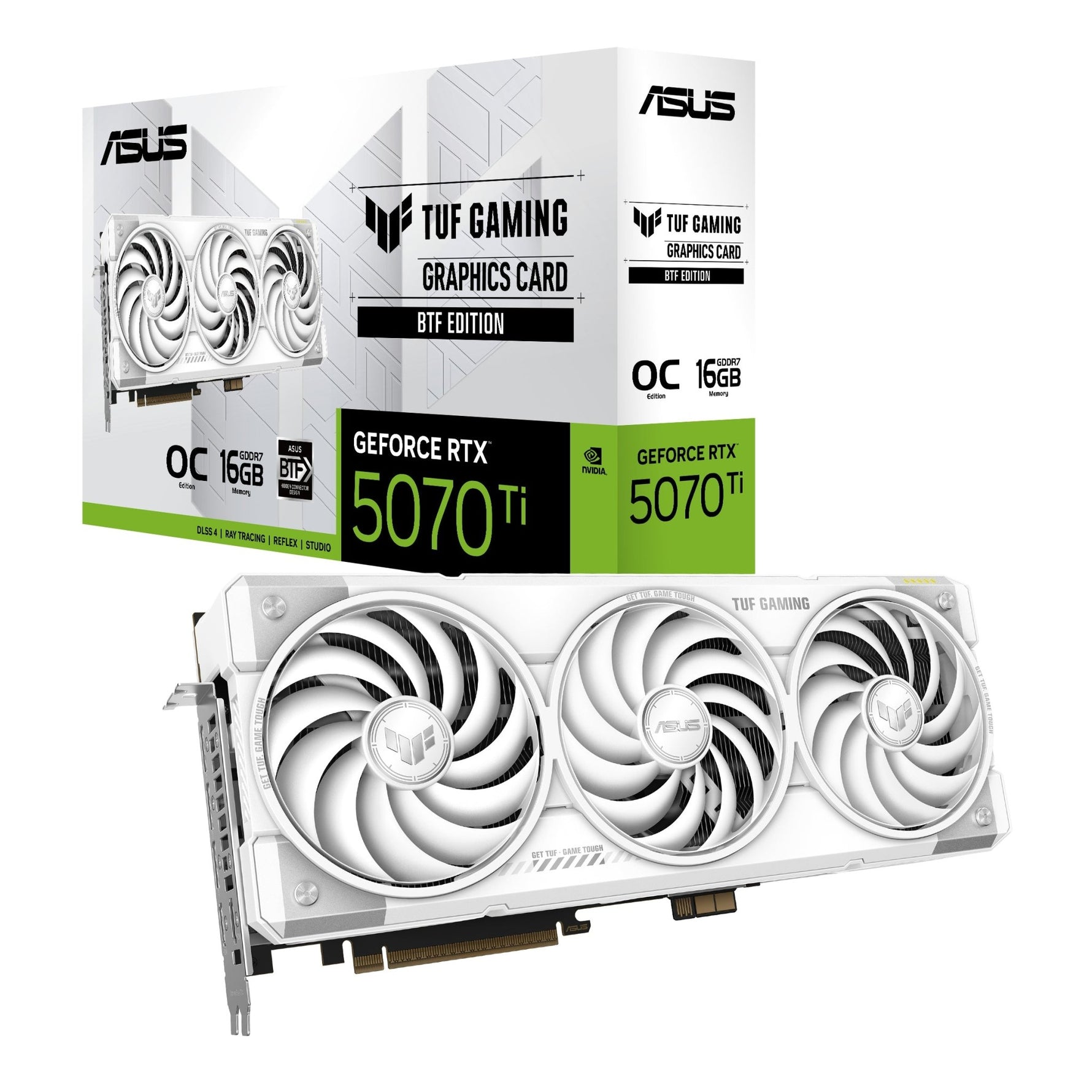 ASUS GeForce RTX 5070 Ti TUF Gaming BTF OC White 16GB GDDR7 Graphics Card - ASUS | TechFinder UK
