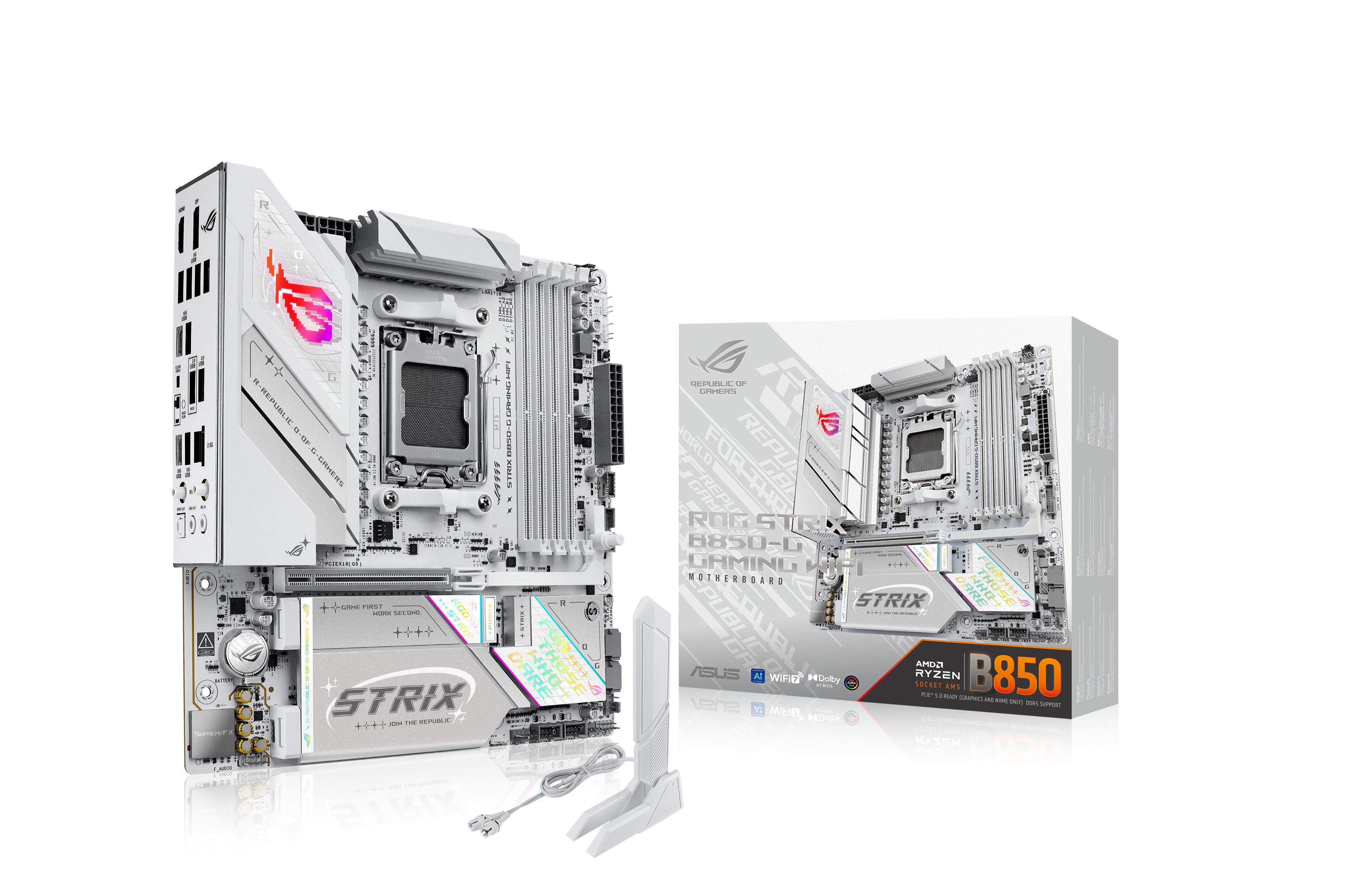 ASUS ROG Strix B850-G Gaming Wi-Fi Micro ATX Motherboard AM5 DDR5 White