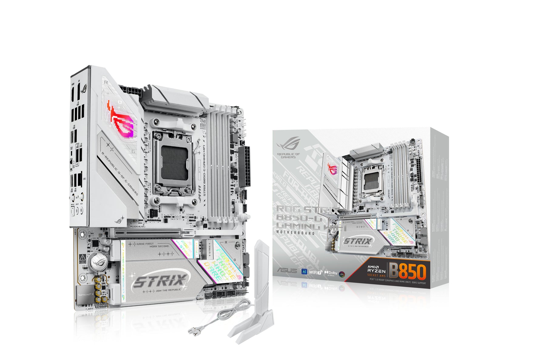 ASUS ROG Strix B850-G Gaming Wi-Fi Micro ATX Motherboard AM5 DDR5 White