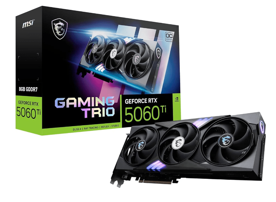MSI GeForce RTX 5060 Ti Gaming Trio OC 8GB GDDR7 Graphics Card - MSI | TechFinder UK