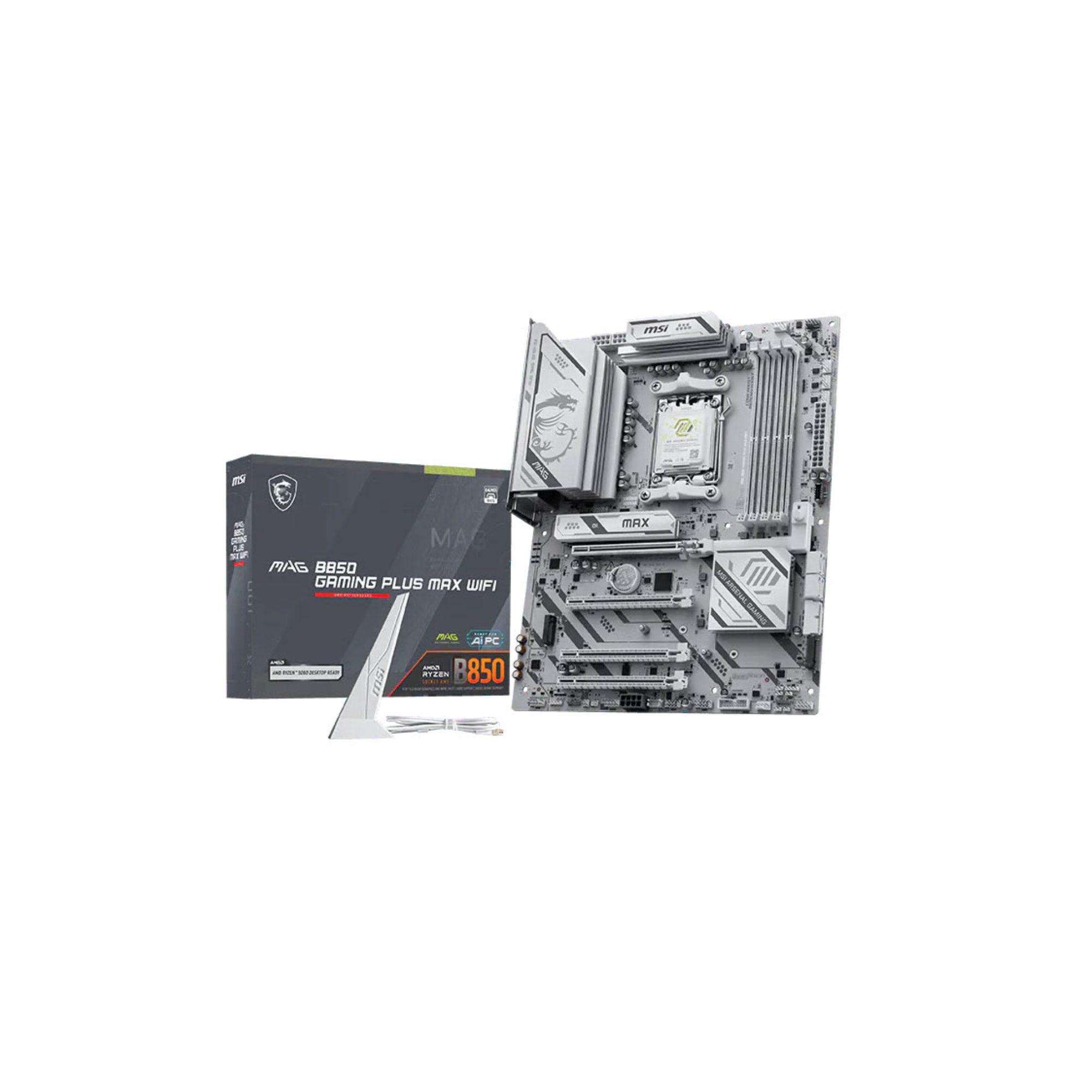 MSI MAG B850 Gaming Plus Max Wi-Fi ATX Motherboard AM5 DDR5 White