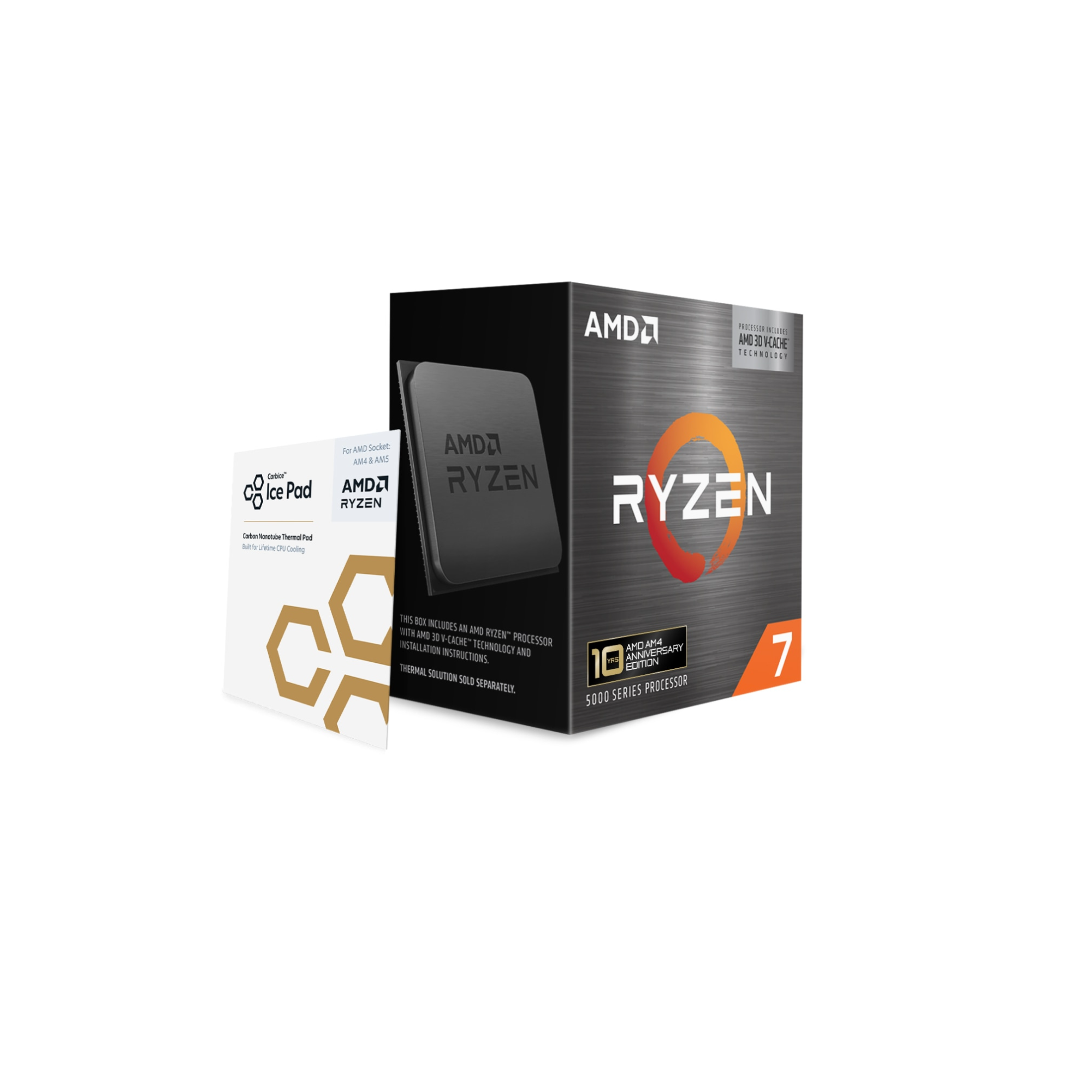 AMD Ryzen 7 5800X3D 10th Anniversary Edition 8-Core AM4 Processor, retail packaging