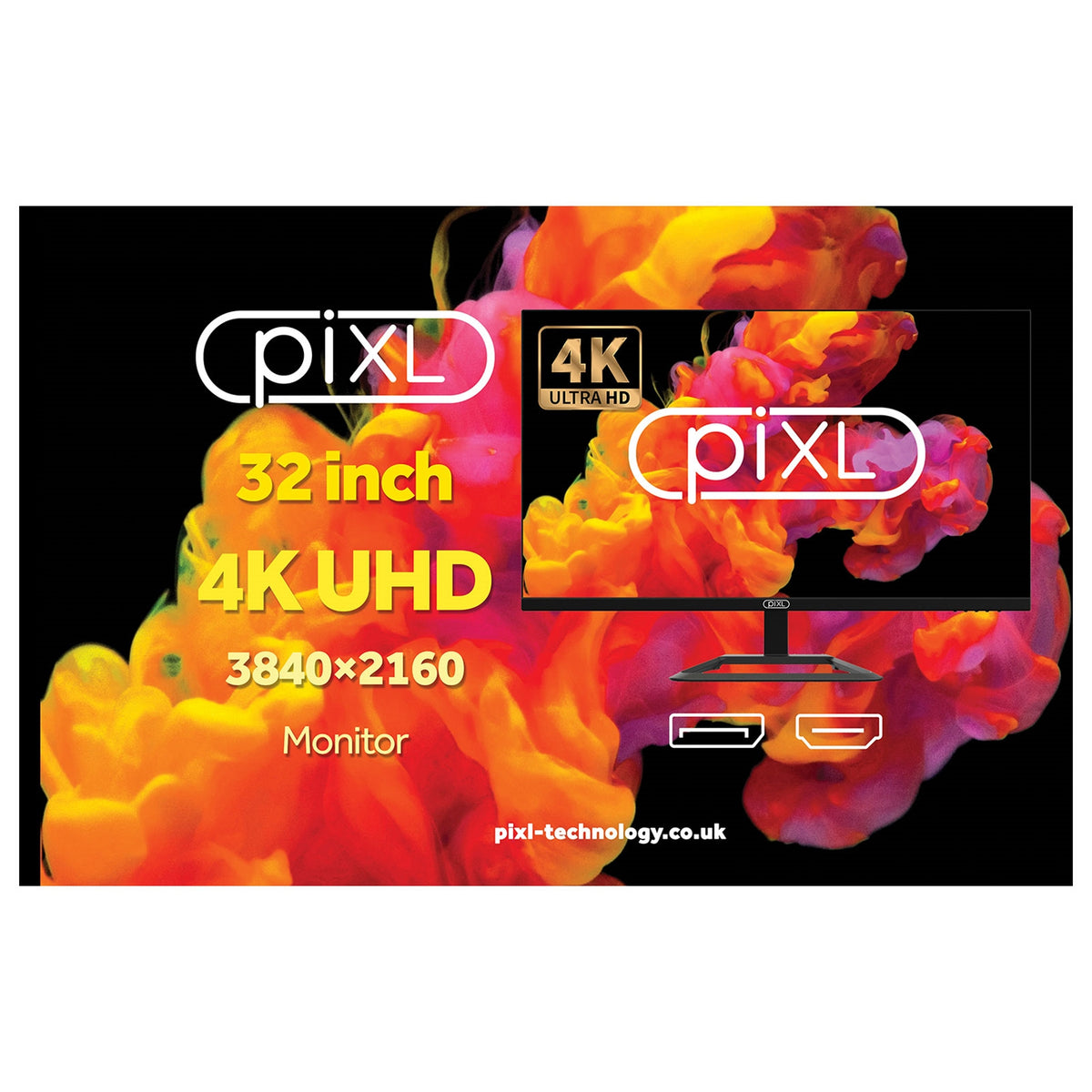 piXL CM32F44K 32 Inch 60Hz 4K Widescreen IPS Monitor with 3840 x 2160 Resolution