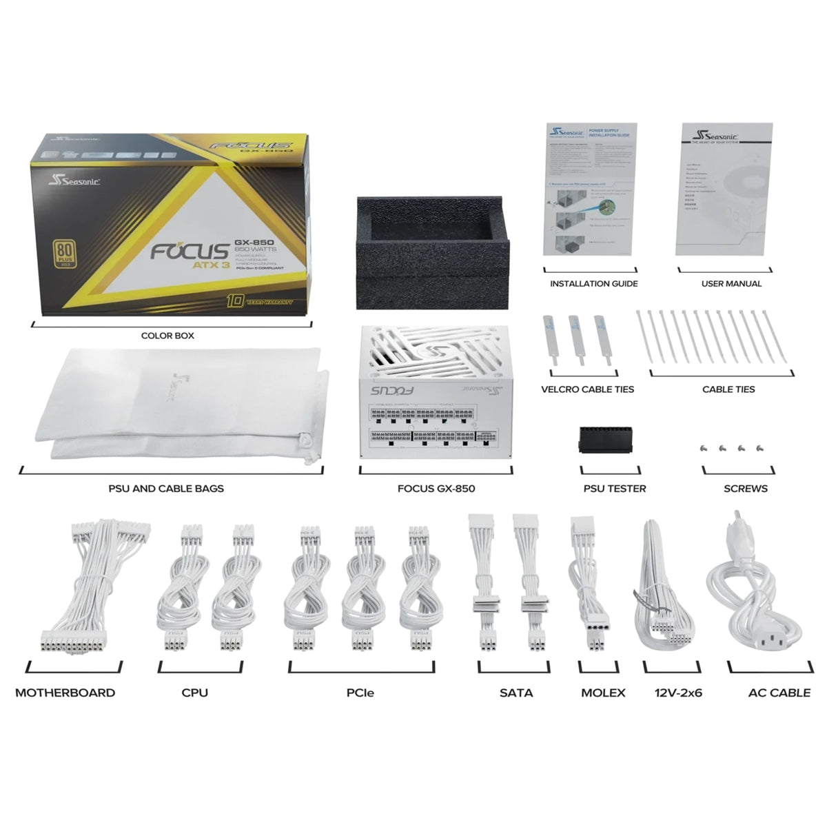  Braided White Cables & 10 Year Warranty