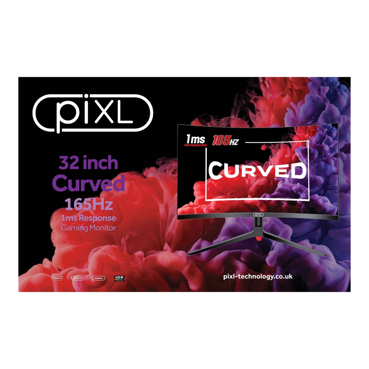 piXL CM32GF5 32 Inch 165Hz HDR Full HD Curved Gaming Monitor with AMD FreeSync & Nvidia G-Sync