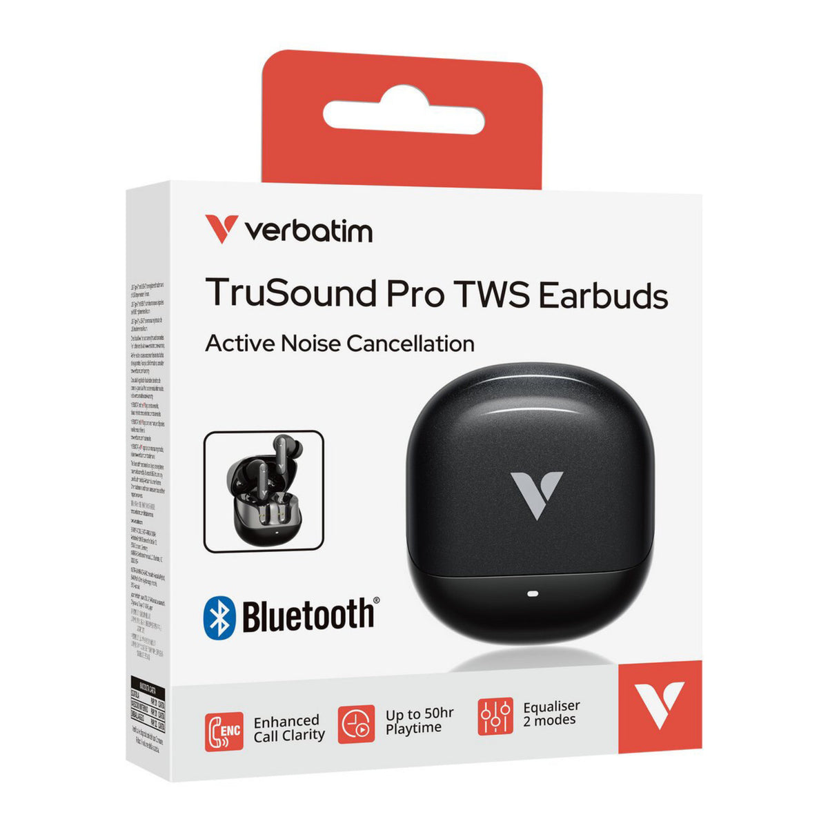 Verbatim TruSound Pro Earbuds Active Noise Cancelling + Environmental Noise Cancelling