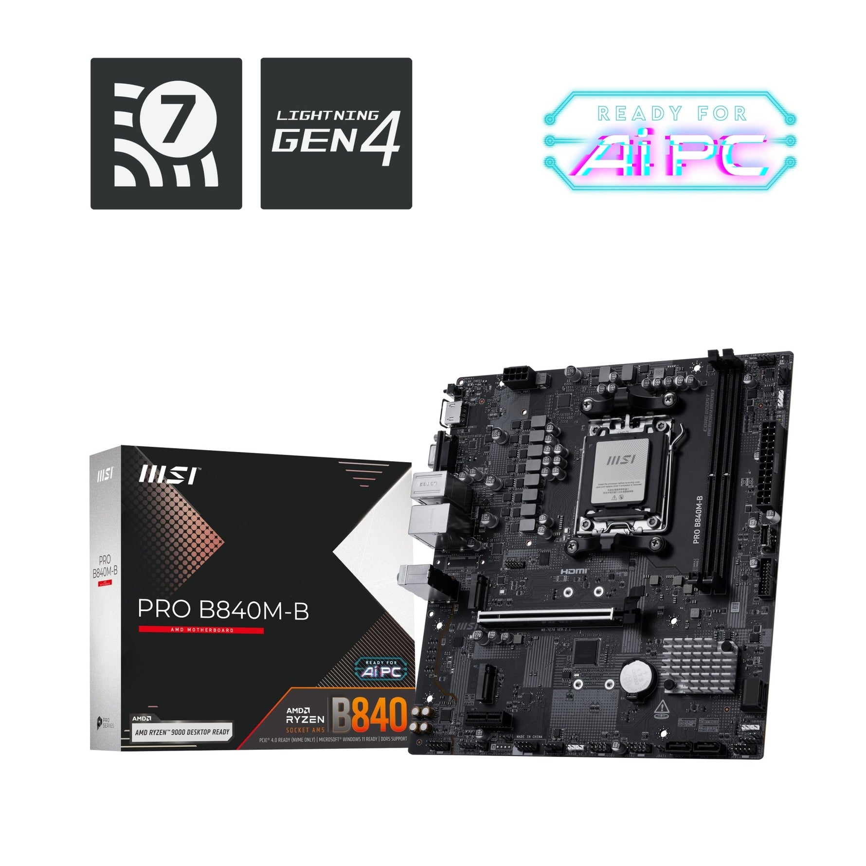 MSI PRO B840M - B AM5 Micro ATX Motherboard - MSI | TechFinder UK