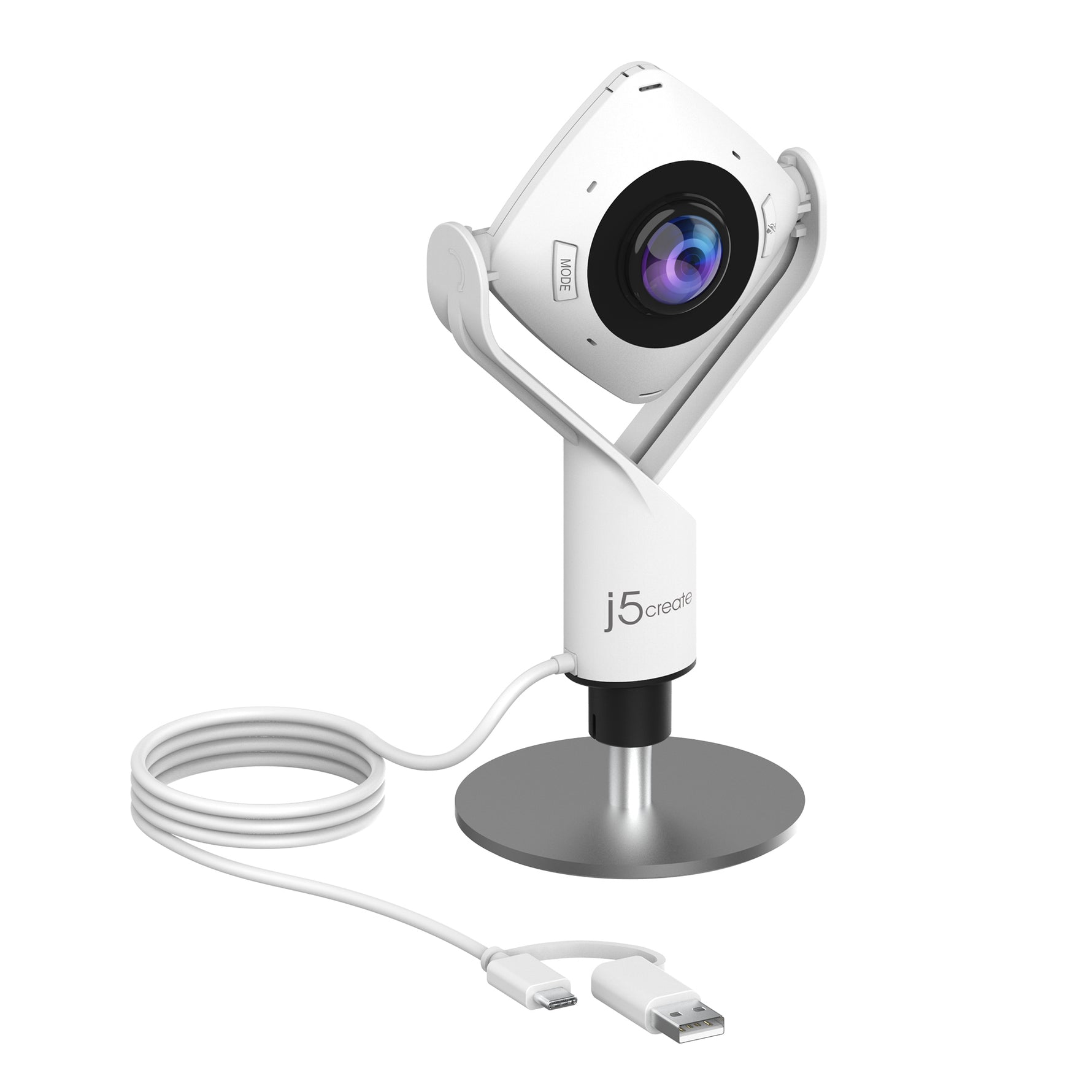 j5create JVCU360 360° All Around Webcam, 1080p Video Capture Resolution, White and Black - j5create | TechFinder UK