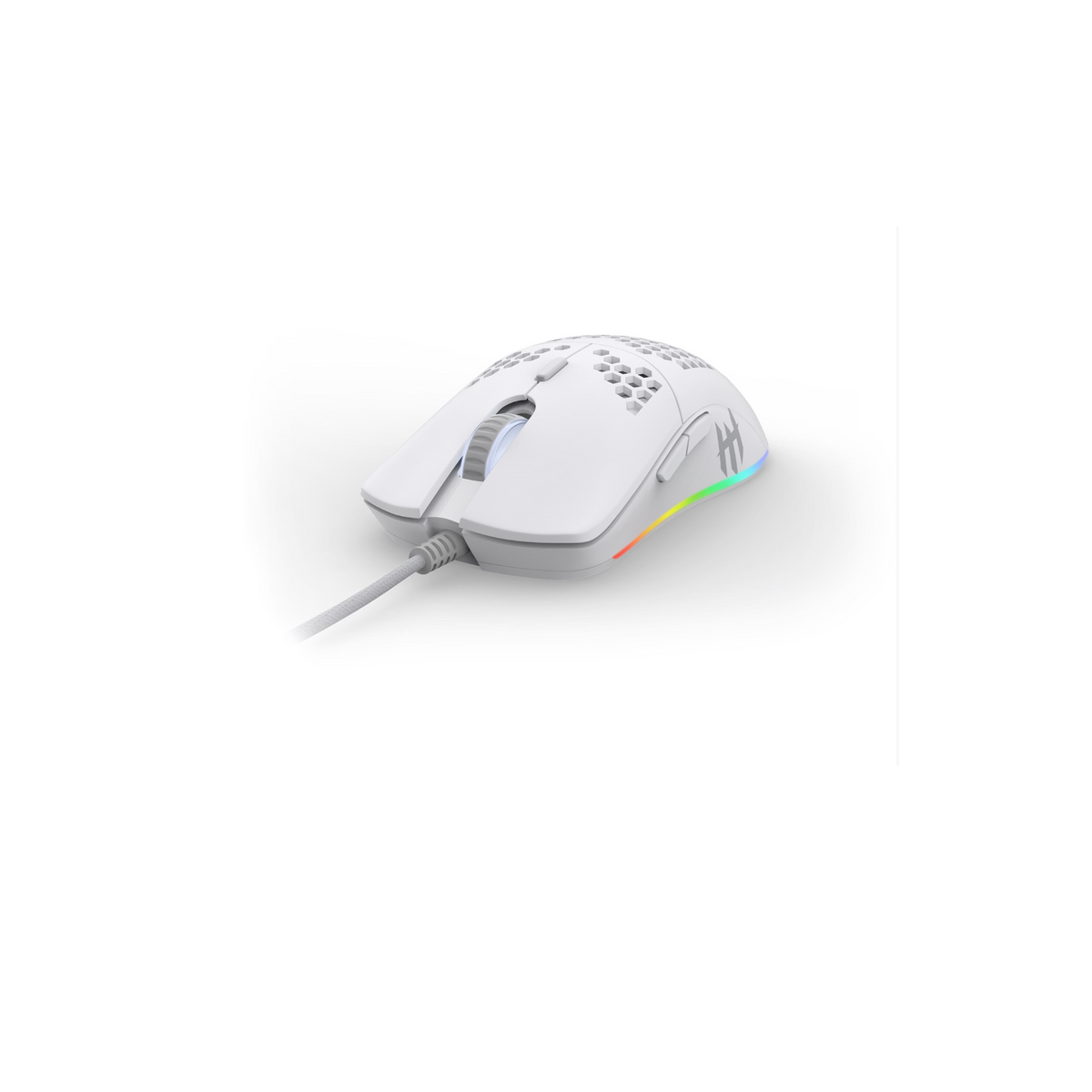 Tecware Exo Elite Wired USB Gaming Mouse, PixArt 3389, 16000 DPI Native, 400 IPS, 1000Hz, Huano Switches 20M Clicks, 11 RGB Modes, 69g Honeycomb, 1.8m Paracord, White
