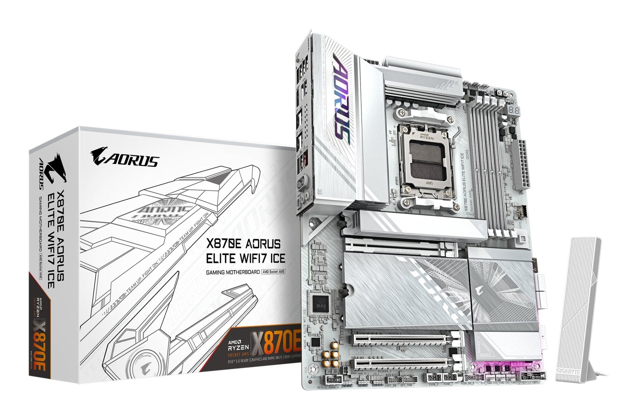 Gigabyte X870E AORUS Elite WiFi7 ICE AM5 ATX Motherboard - GIGABYTE | TechFinder UK
