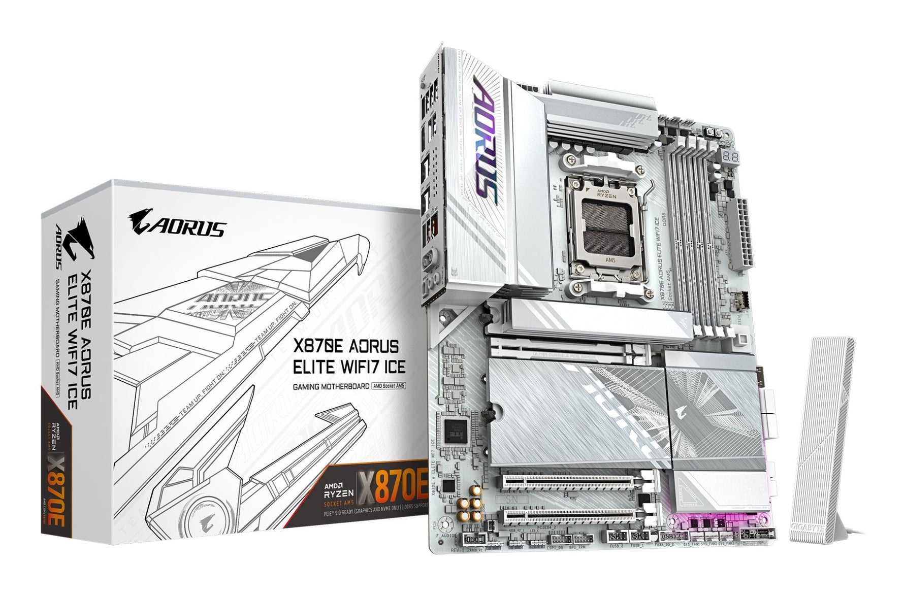 Gigabyte X870E AORUS Elite WiFi7 ICE AM5 ATX Motherboard - GIGABYTE | TechFinder UK