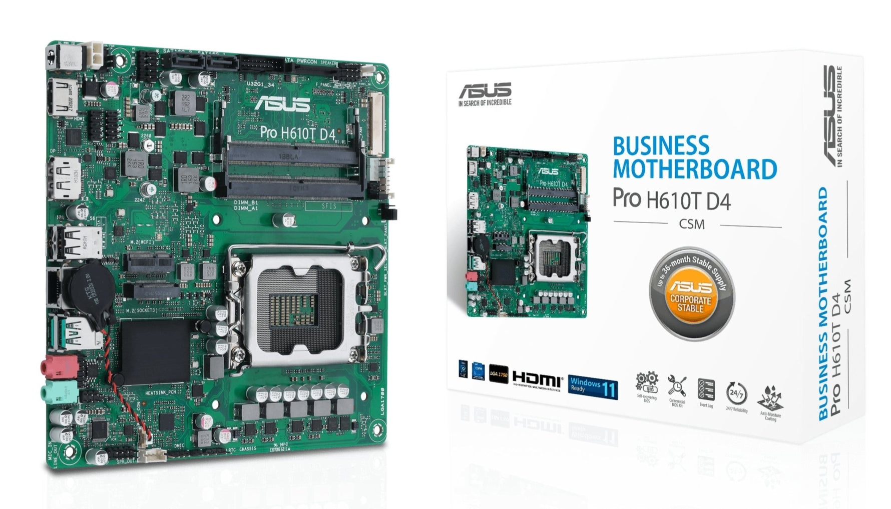 ASUS Pro H610T D4 - CSM Intel H610 LGA 1700 Thin Mini ITX - ASUS | TechFinder UK
