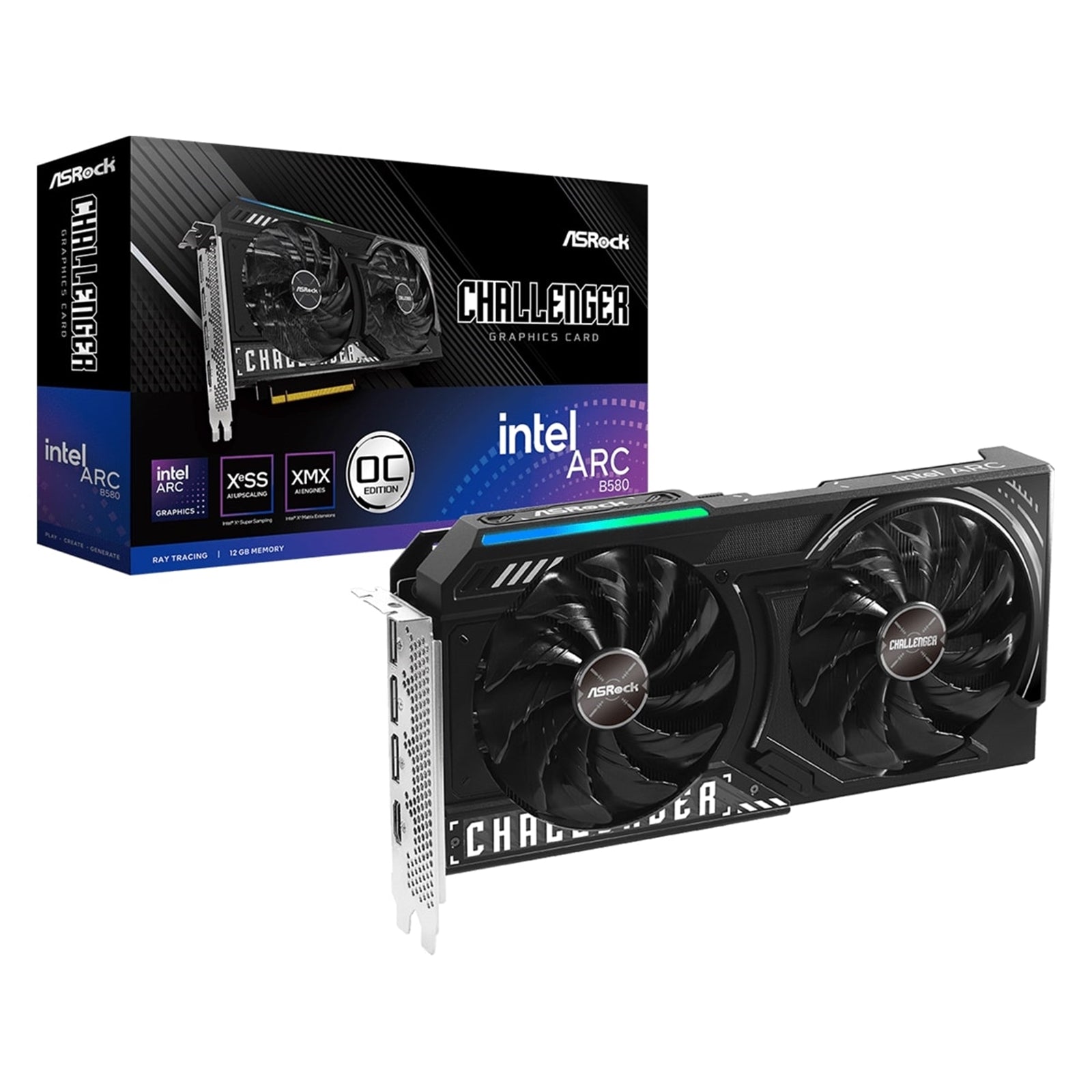 ASRock Intel Arc B580 Challenger OC 12GB GDDR6 Graphics Card