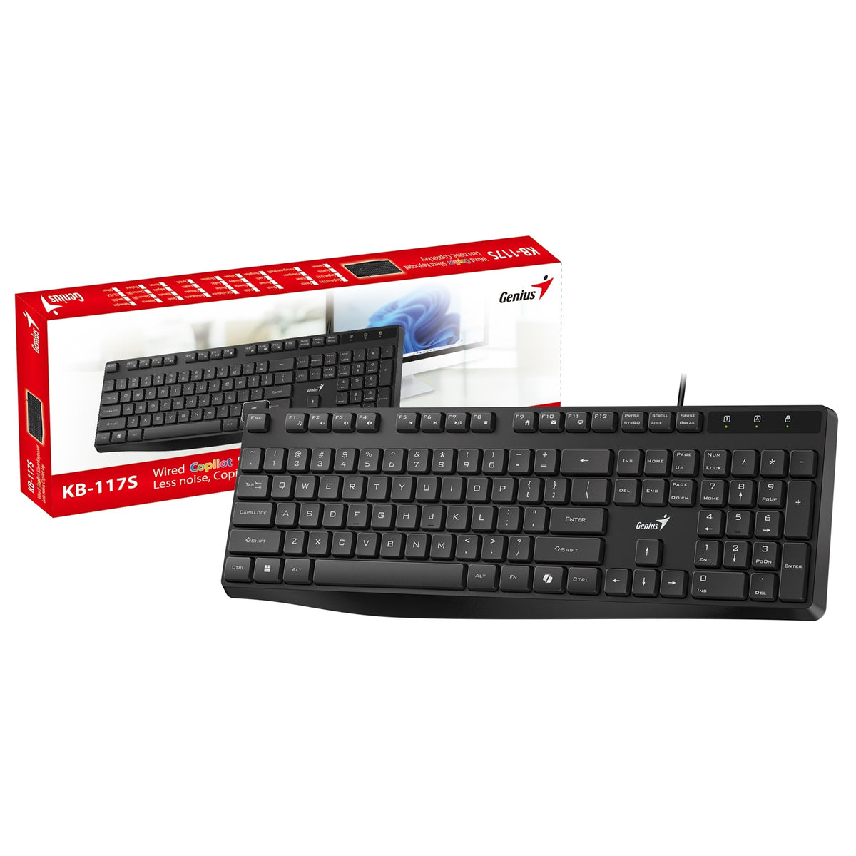 Genius KB-117S Wired AI Copilot Silent Keyboard