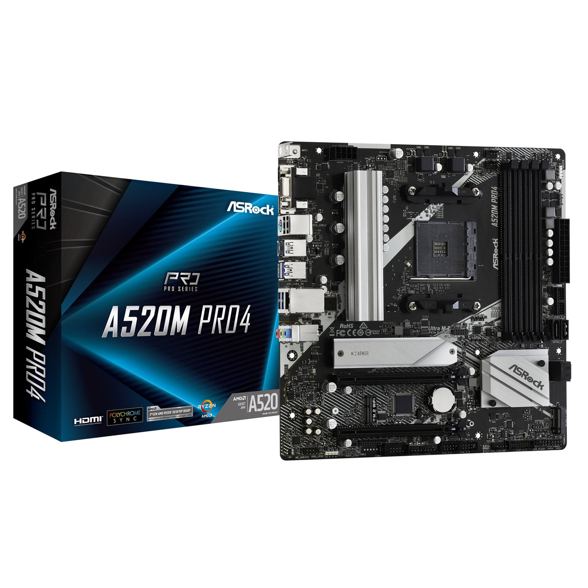 ASRock A520M PRO4 Super Alloy AMD AM4 Socket Motherboard