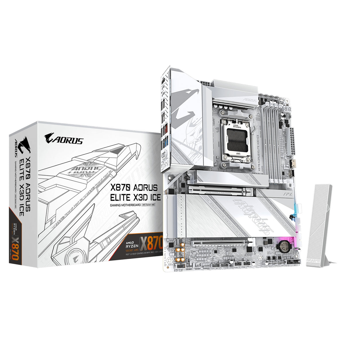 Gigabyte X870 AORUS ELITE X3D ICE AMD AM5 Socket Motherboard