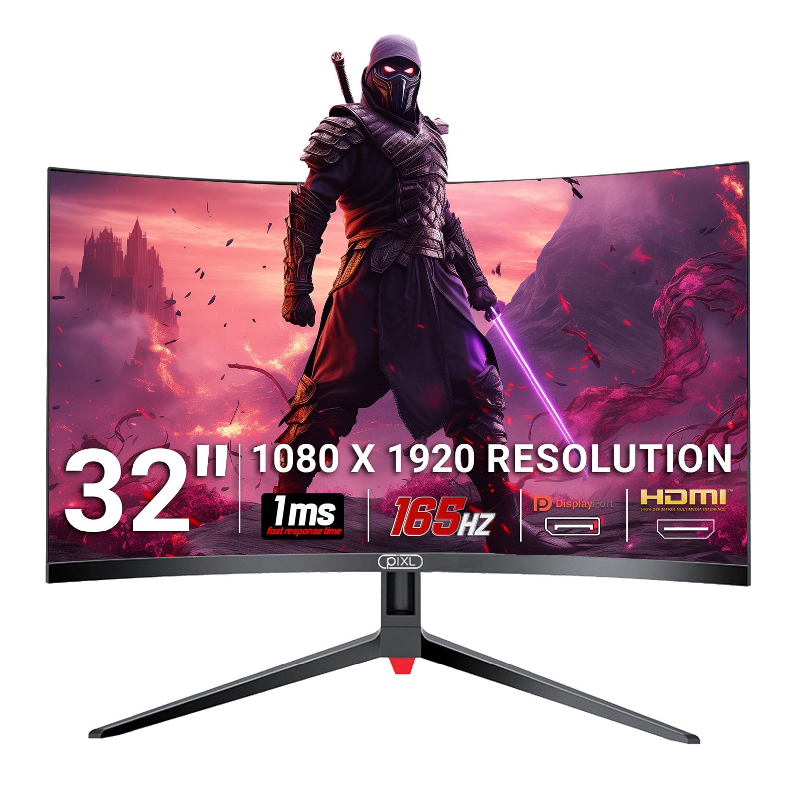 piXL CM32GF5 32 Inch 165Hz HDR Full HD Curved Gaming Monitor with AMD FreeSync & Nvidia G-Sync