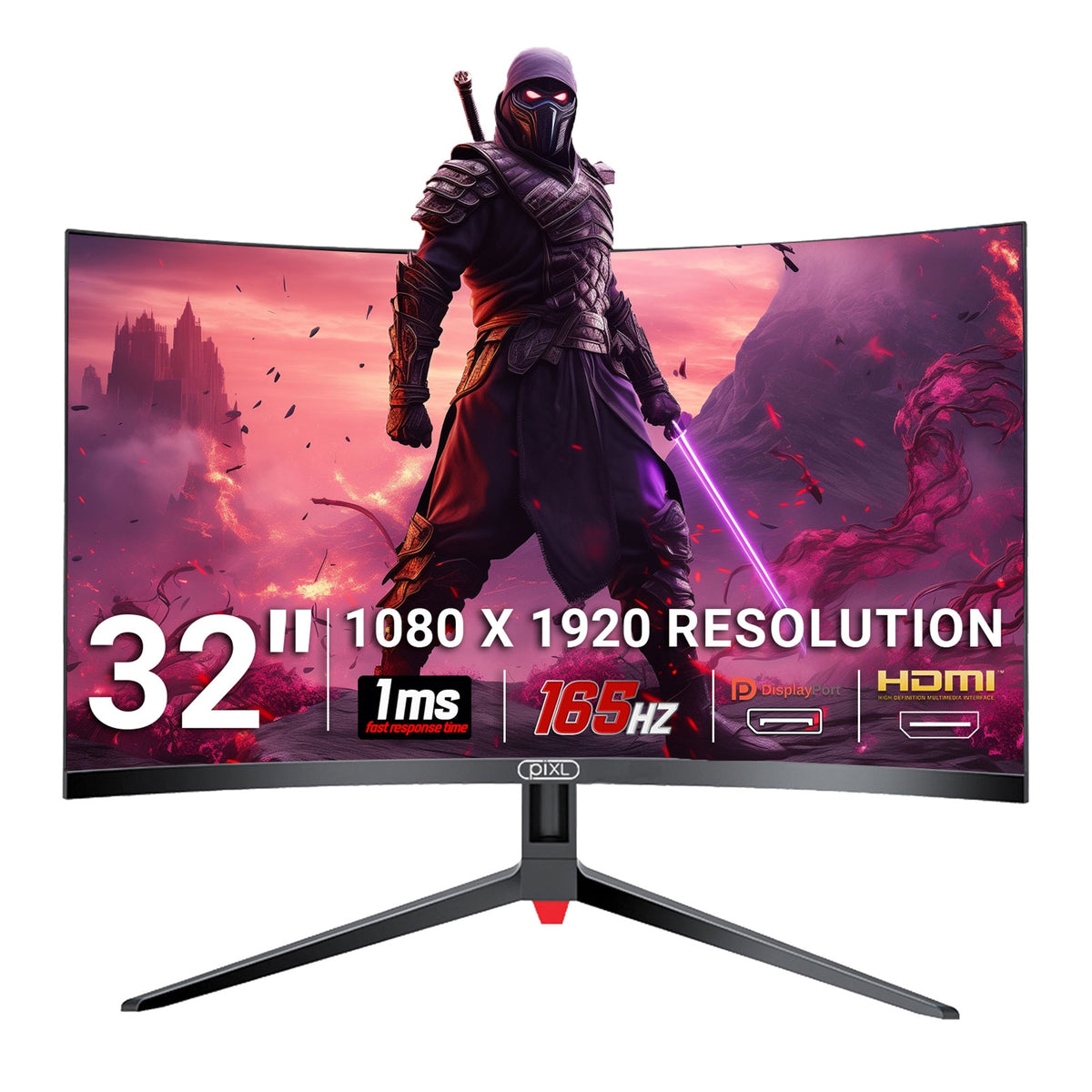 piXL CM32GF5 32 Inch 165Hz HDR Full HD Curved Gaming Monitor with AMD FreeSync & Nvidia G-Sync
