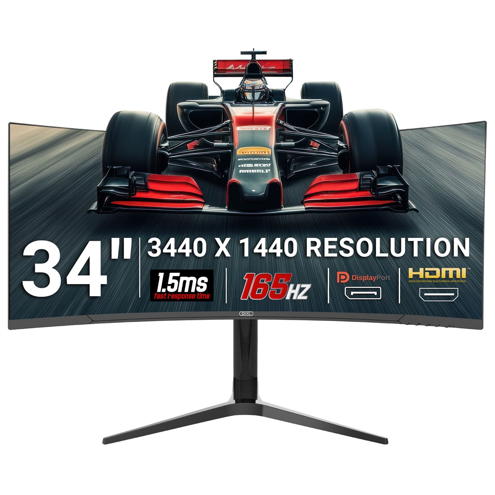 piXL CM34C7 34 Inch 165Hz UWQHD Quad HD Ultrawide Curved Gaming Monitor