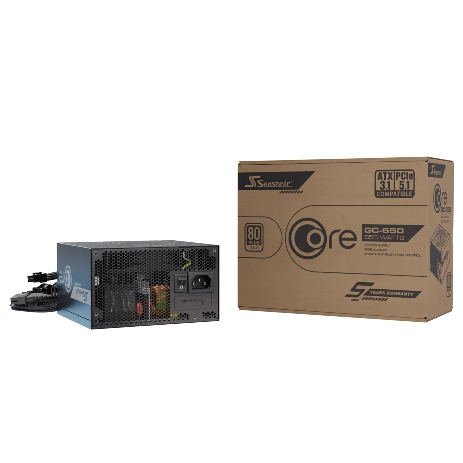 Seasonic CORE GC-650 650W 80 PLUS Gold ATX 3.1 Non-Modular PSU with 120mm HDB Fan