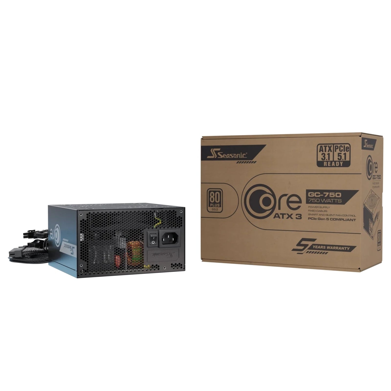 Seasonic CORE GC 750W 80 PLUS Gold ATX 3.1 Non-Modular PSU with 120mm Fan