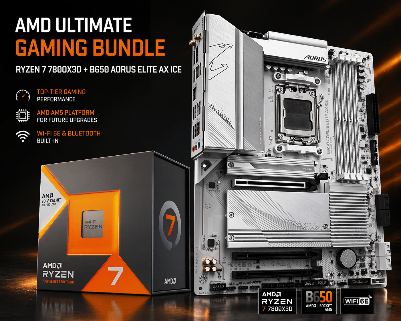 AMD Ultimate Gaming Bundle Ryzen 7 7800X3D + B650 Motherboard - Fast Bundle | TechFinder UK